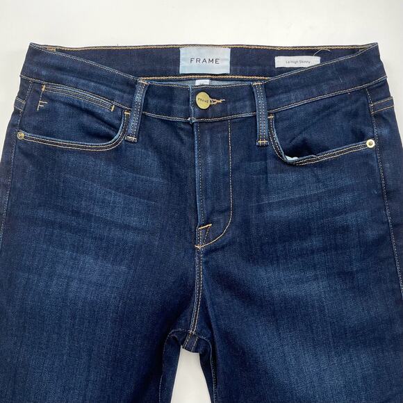 Frame Le High Dark Wash Skinny Jeans Size 26 Classic Casual Basic Minimalist - Picture 3 of 11